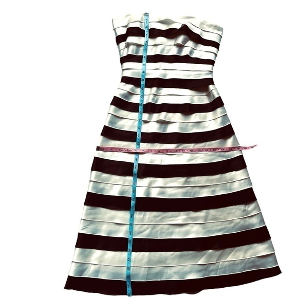 Bcbgmaxazria strapless midi dress corset ivory and black stripe layers size 0 - Picture 11 of 12